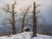 Caspar David Friedrich Dolmen in snow oil on canvas